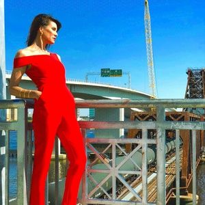 BCBGMAXAZRIA Haida One-Shoulder Jumpsuit